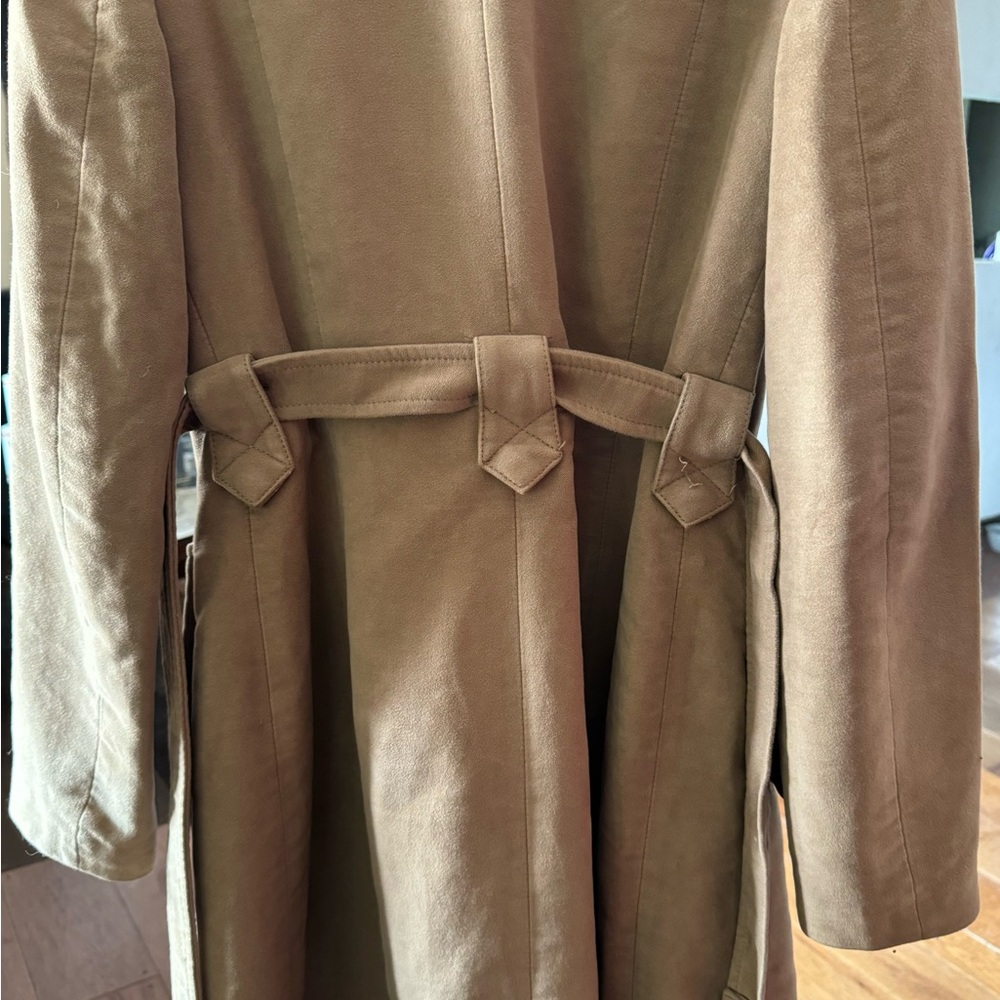MANGO Suit Taupe Double-Breasted Trench Coat with Belt – Size S - Picture 4 of 4